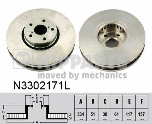 Nipparts N3302171L Front brake disc ventilated N3302171L