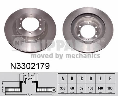 Nipparts N3302179 Front brake disc ventilated N3302179