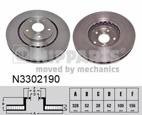 Nipparts N3302190 Front brake disc ventilated N3302190