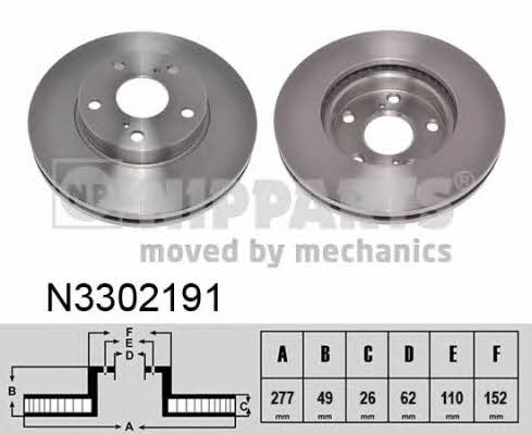 Nipparts N3302191 Front brake disc ventilated N3302191