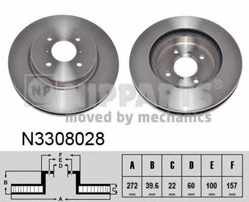 Nipparts N3308028 Front brake disc ventilated N3308028