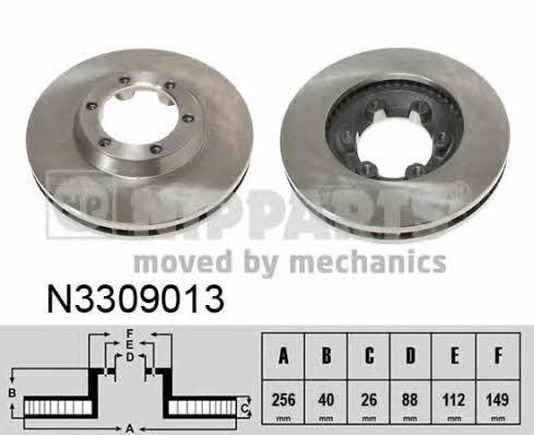 Nipparts N3309013 Front brake disc ventilated N3309013