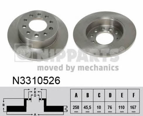 Nipparts N3310526 Rear brake disc, non-ventilated N3310526