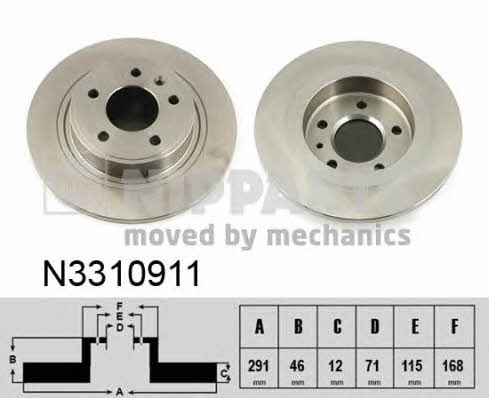 Nipparts N3310911 Rear brake disc, non-ventilated N3310911