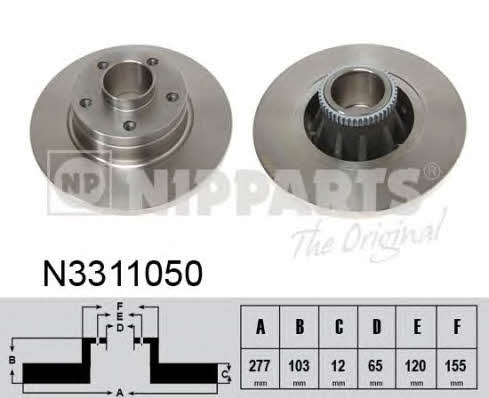 Nipparts N3311050 Rear brake disc, non-ventilated N3311050