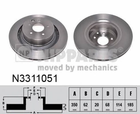 Nipparts N3311051 Rear ventilated brake disc N3311051