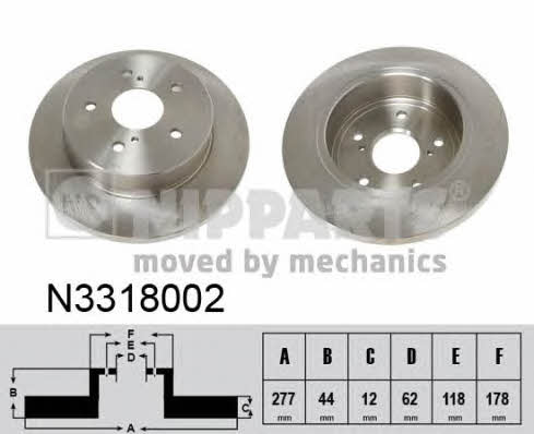 Nipparts N3318002 Rear brake disc, non-ventilated N3318002