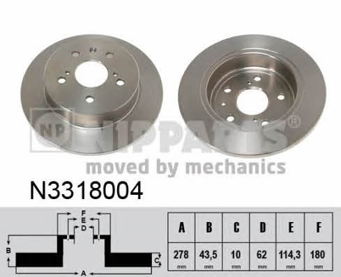Nipparts N3318004 Rear brake disc, non-ventilated N3318004