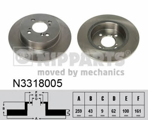 Nipparts N3318005 Rear brake disc, non-ventilated N3318005