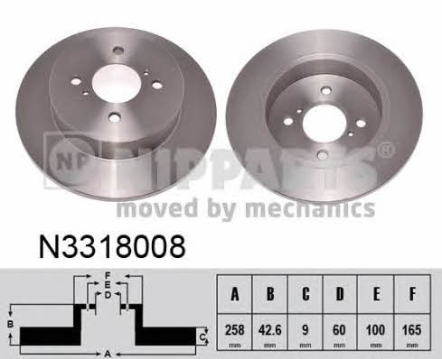 Nipparts N3318008 Rear brake disc, non-ventilated N3318008