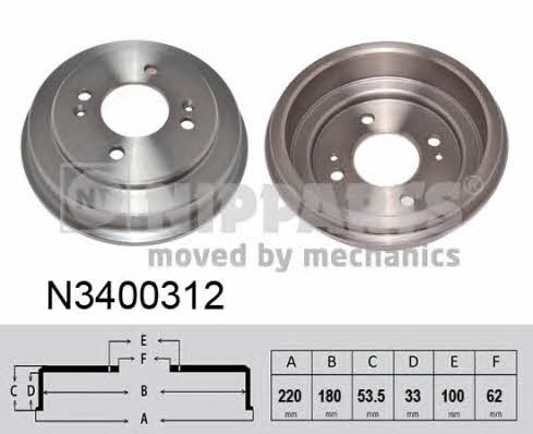 Nipparts N3400312 Rear brake drum N3400312