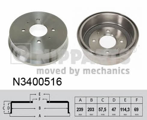 Nipparts N3400516 Rear brake drum N3400516