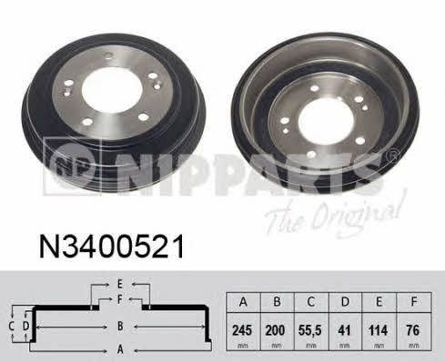 Nipparts N3400521 Rear brake drum N3400521