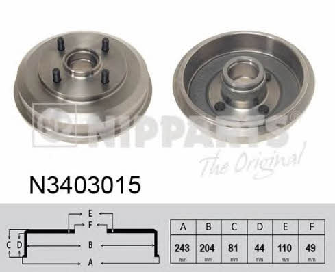 Nipparts N3403015 Rear brake drum N3403015
