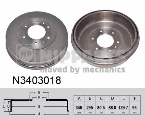 Nipparts N3403018 Rear brake drum N3403018