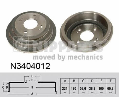 Nipparts N3404012 Rear brake drum N3404012