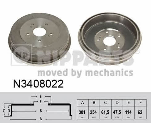 Nipparts N3408022 Rear brake drum N3408022