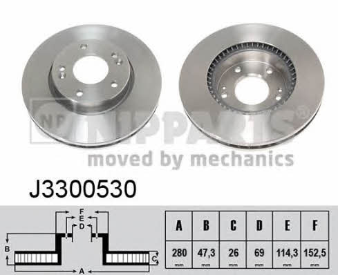 Front brake disc ventilated Nipparts J3300530