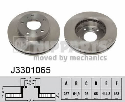 Nipparts J3301065 Front brake disc ventilated J3301065