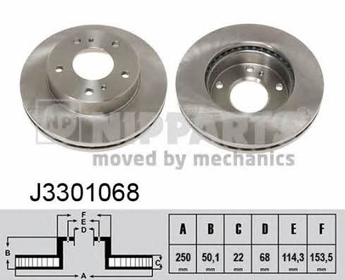 Nipparts J3301068 Front brake disc ventilated J3301068