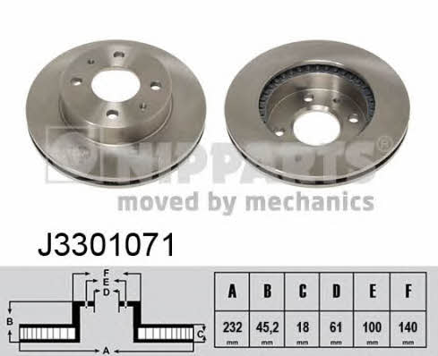 Nipparts J3301071 Front brake disc ventilated J3301071