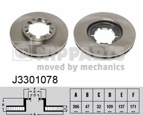 Nipparts J3301078 Front brake disc ventilated J3301078