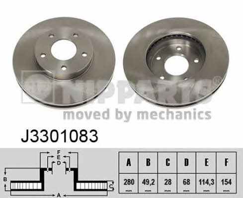 Front brake disc ventilated Nipparts J3301083