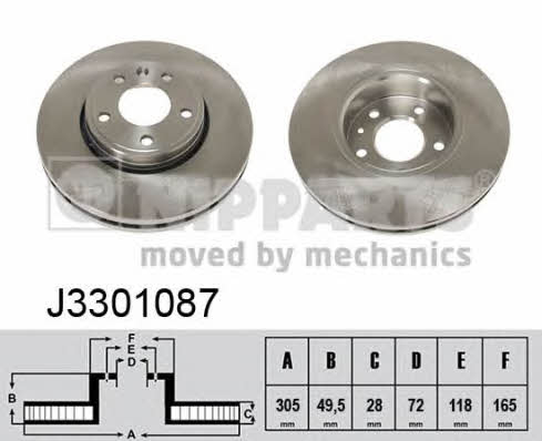 Nipparts J3301087 Front brake disc ventilated J3301087