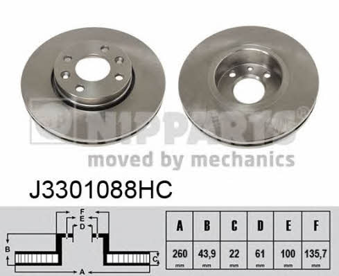 Nipparts J3301088HC Front brake disc ventilated J3301088HC