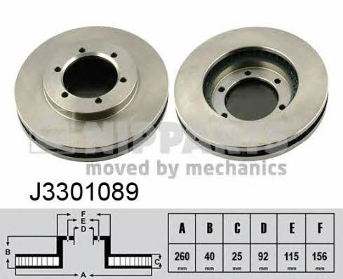 Nipparts J3301089 Front brake disc ventilated J3301089