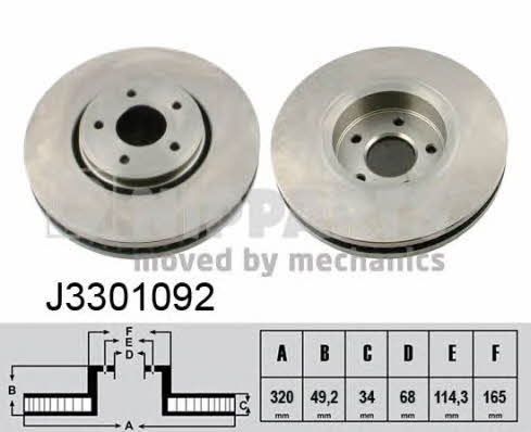 Front vented brake disc Nipparts J3301092