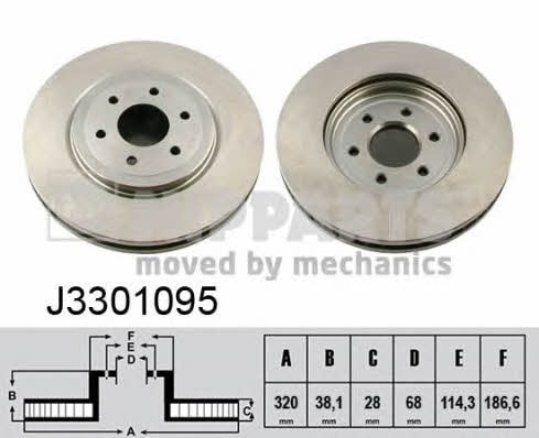 Nipparts J3301095 Front brake disc ventilated J3301095