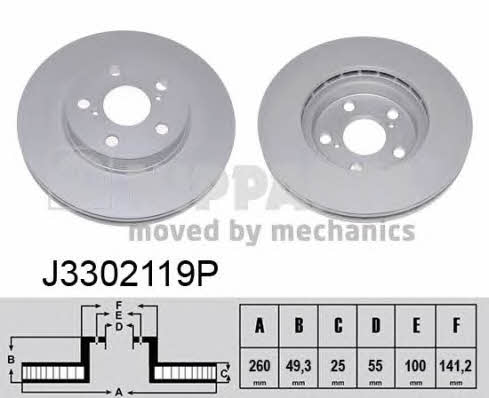 Nipparts J3302119P Front brake disc ventilated J3302119P