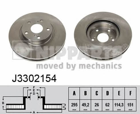 Nipparts J3302154 Front brake disc ventilated J3302154