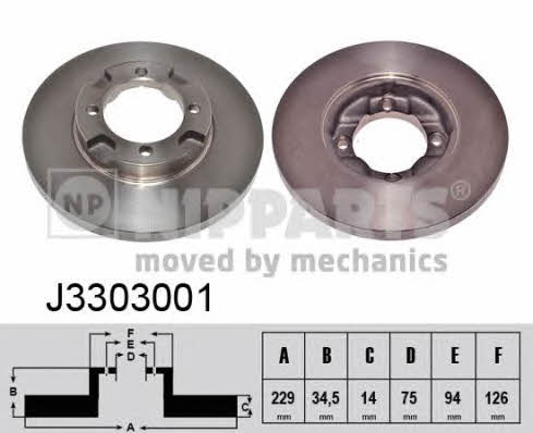 Nipparts J3303001 Unventilated front brake disc J3303001
