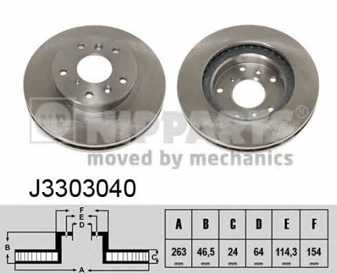 Nipparts J3303040 Front brake disc ventilated J3303040