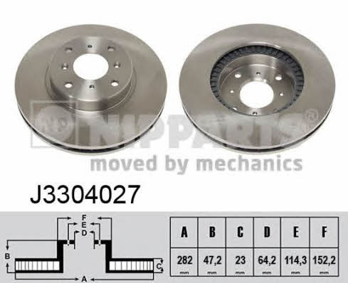 Nipparts J3304027 Front brake disc ventilated J3304027