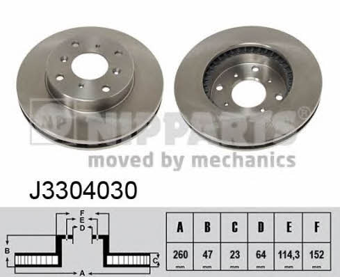 Nipparts J3304030 Front brake disc ventilated J3304030
