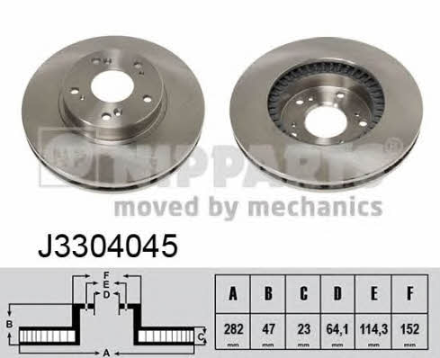 Nipparts J3304045 Front brake disc ventilated J3304045