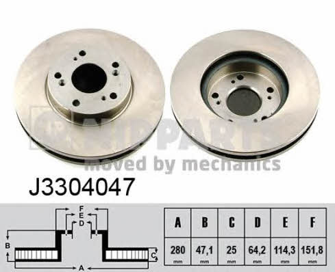 Nipparts J3304047 Front brake disc ventilated J3304047