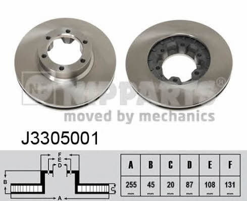 Nipparts J3305001 Front brake disc ventilated J3305001
