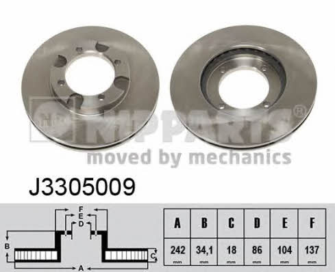 Nipparts J3305009 Front brake disc ventilated J3305009