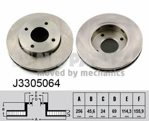 Nipparts J3305064 Front brake disc ventilated J3305064