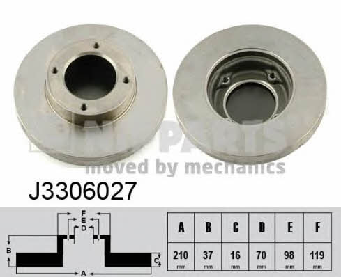 Nipparts J3306027 Front brake disc ventilated J3306027