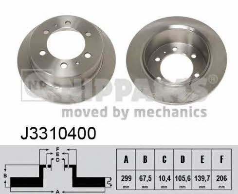 Nipparts J3310400 Rear brake disc, non-ventilated J3310400