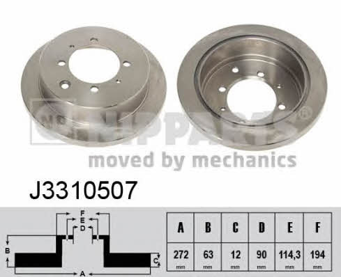 Nipparts J3310507 Rear brake disc, non-ventilated J3310507