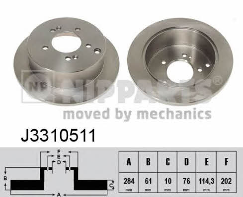 Rear brake disc, non-ventilated Nipparts J3310511