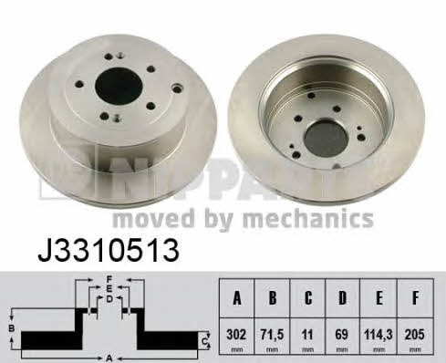 Nipparts J3310513 Rear brake disc, non-ventilated J3310513