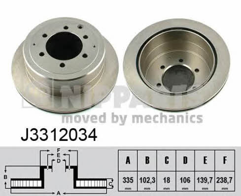 Nipparts J3312034 Brake disc J3312034