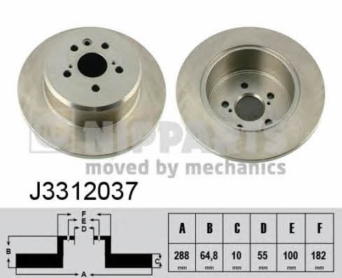 Nipparts J3312037 Rear brake disc, non-ventilated J3312037